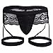 FEESHOW Men's Lace Thongs G String Bikini Sissy Pouch Underwear Lingerie with Garter Strap