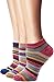 Flora&Fred Women's 3 Pair Pack Vintage Style Rainbow Stripe Cotton No Show Socks Large