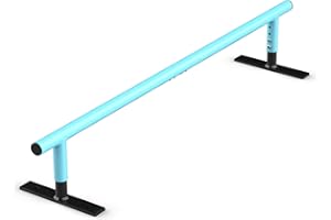 AUH Skateboard Ramp Grind Rail 55 inch Round Skate Rail for for Scooters, Skateboards & Inline Skates, Adjustable Height, Blu