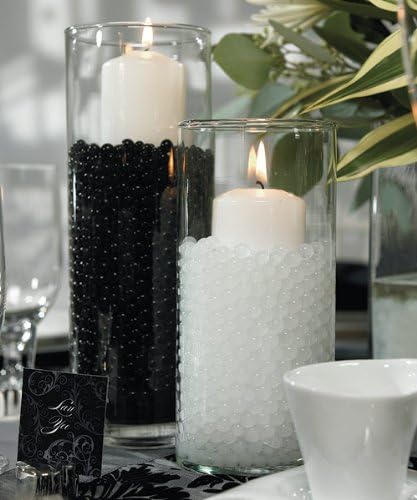JellyBeadZ Brand Centerpiece Wedding Tower Vase Filler - Makes 12 Gallons (Bulk 1 Pound Package) (Beads, White)