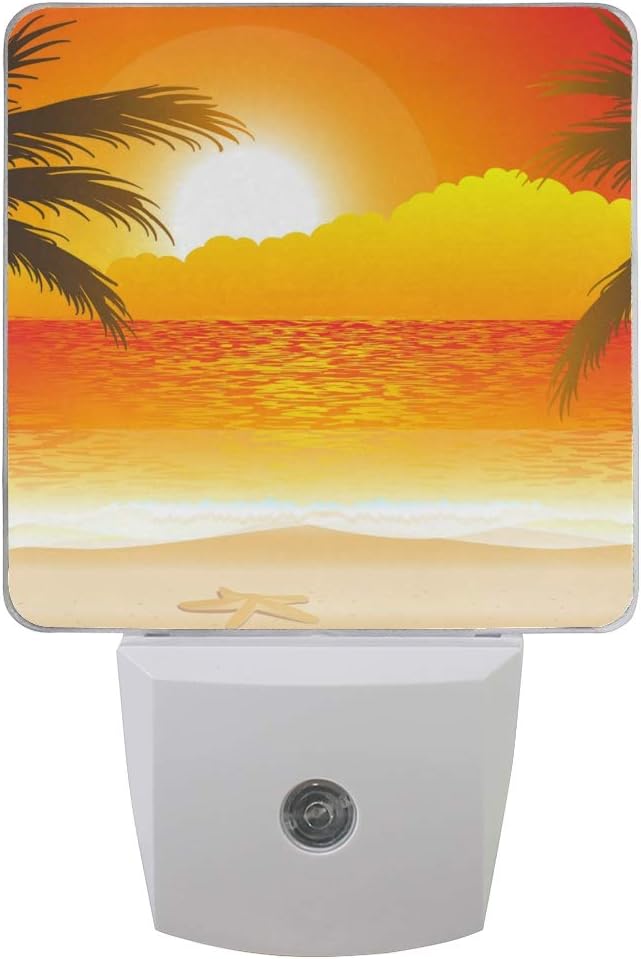 Plug in Night Light Plam Sunset Lamp Ultra-Slim, Cool-Touch Dusk to