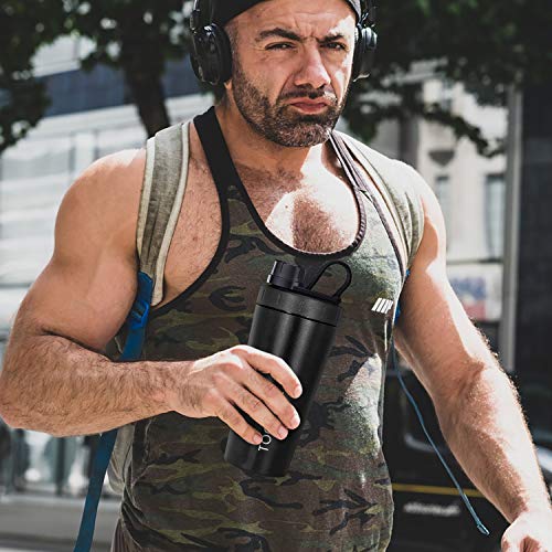 TOOFEEL Protein Shaker Bottle, Stainless Steel Sports Water Bottle Shaker Cup with Visible Window, Leak Proof, 28-Ounce, BPA Free