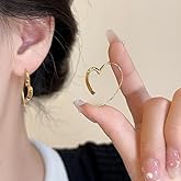925 Sterling Silver/14k Gold Hoop Earrings Heart Hoop Earrings for Womens | Teen s Sweet Love Heart Earrings(Gold) (Gold)