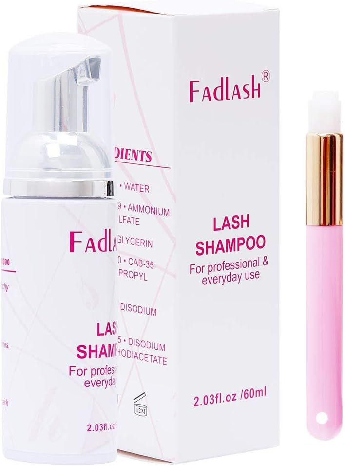 Lash Shampoo 60ml Eyelash Extension Cleanser with Brush Eyelash Foam