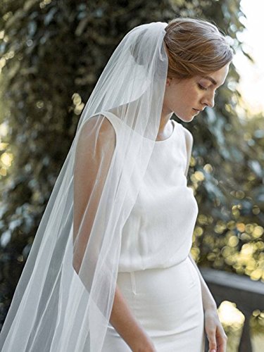 Barogirl Wedding Veil Comb Bridal Cathedral Veil 1 Tier Drop Veil Wedding Rhinestones Hair Comb for Brides, 118 Inches (White)