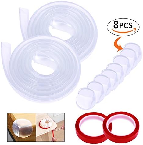 2 PCS 6.5 Feet Baby Safety Bumper Strip with 8 Table Corners Edge Guards Protector Corner Guard Edge Corner Cushion Strip