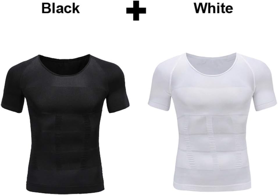 Owen Moll Mens Slimming Body Shapers Belly Control Waist Trainer Comfortable Short Sleeve Workout T-Shirt