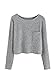 SweatyRocks Women's Long Sleeve Crewneck Knitted Crop Top Casual Blouse T-Shirt Grey L