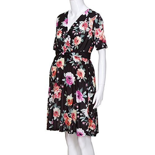 Londony ♥‿♥ Clearance Clothing 815,Women's Pregnancy Floral Print Dress Maternity Short Sleeve Sundress Clothing