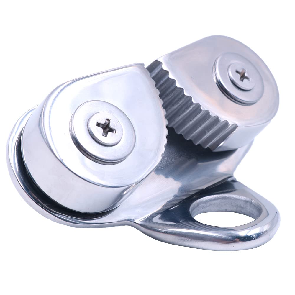 ZONADAH Cam Cleat with 16mm Leading Rings, Boat Marine Sailboat 316 Stainless Steel Boat Rowing Fast Entry Cleats Sailing Accessories