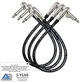 3 Units - 1.5 Foot - Audioblast HQ-1 - Ultra Flexible - Dual Shielded (100%) - Instrument Effects Pedal Patch Cable w/ &frac14; inch (6.35mm) Low-Profile, R/A Pancake Type TS Connectors & Dual Staggered Boot