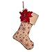 SANNO 18 inch Beige Christmas Stockings,Gifts Large Bulk Holder Hanging Burlap Decorations Christmas Stocking with Red Poinsettia Flower Design, Snowflakes Craft Socks Decorations Holiday Ornament