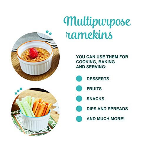 image for Uno Casa Ceramic White Souffle Dishes, Ramekins - 5 Ounce For Souffle,