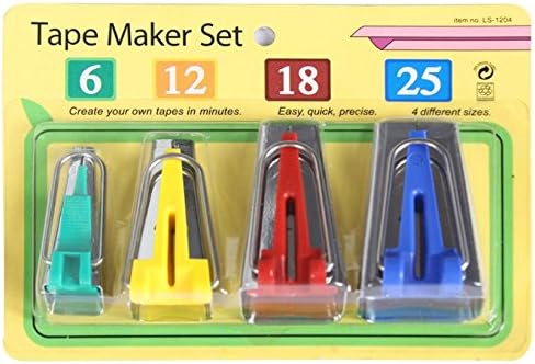 Pack of 4Pcs Fabric Clover Bias Tape Maker Binding Tool Set Machine Sewing Quilting Hemming Tools 6mm/12mm/18mm/25mm