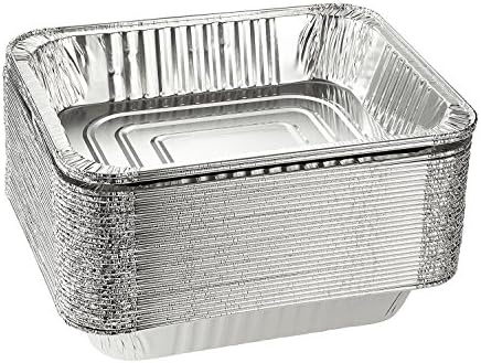 Basik Disposable Steam Table Pans for Baking, Roasting, Broiling, Cooking , Storage Aluminum Foil Steam Table Pans, Half Size Deep, 9x13 Pans 10 pack Made In The USA (10)