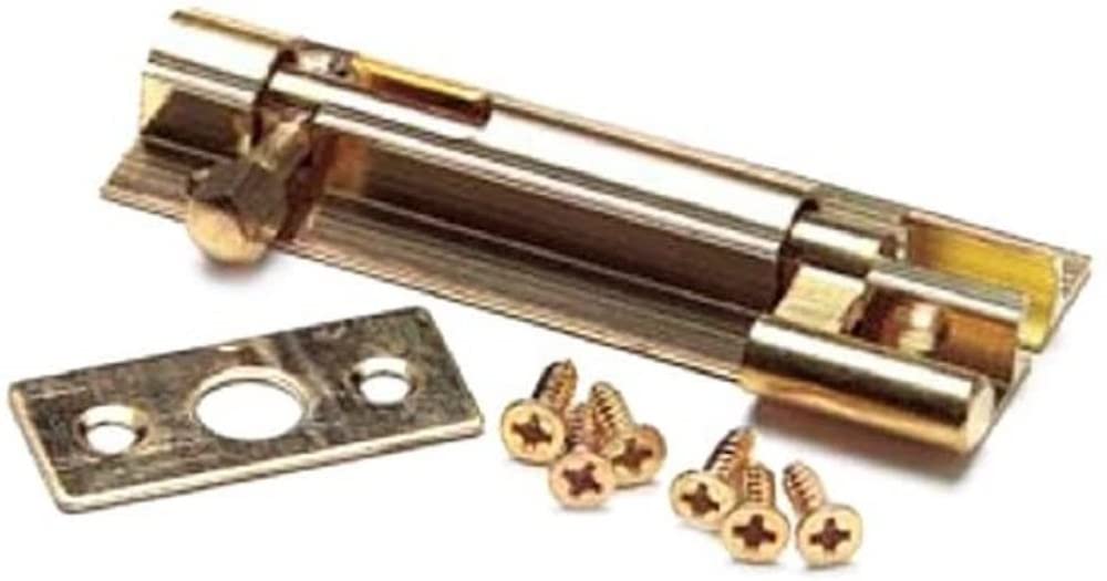 Merriway BH05810 (2 Pcs) Cranked Swan Neck Surface Slide Door Bolt, 50 mm (2 inch) Brass - Pack of 2 Pieces