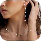 Fansilver Gold Jewelry Set for Women 14K Gold Pearl Necklace for Women Pearl Necklace and Earring Set Wedding Jewelry Sets