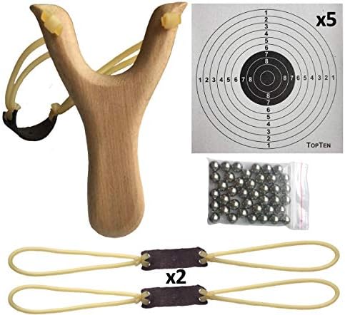 FNK Slingshot Catapult Hunting Target Complete Set x100 6mm BBs x5 Targets x2 Replacement Bands