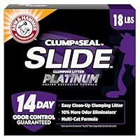 ARM & HAMMER Clump & Seal SLIDE Platinum Multi-Cat Clumping Cat Litter, 14-Day Odor Control, EZ Clean Technology, 18 lbs – No Scrubbing, Powerful Odor Eliminator