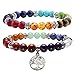 Jovivi 2pc 7 Chakras Yoga Meditation Healing Balancing Round Stone Beads Stretch Bracelet Set, with Gift Box