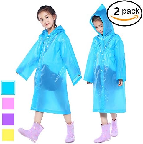 MECOC Kids Rain Ponchos, Portable Reusable Raincoat with Hood and Sleeves,for Theme Parks, Sporting Events, Camping, Traveling, Concerts Or Some Emergencies