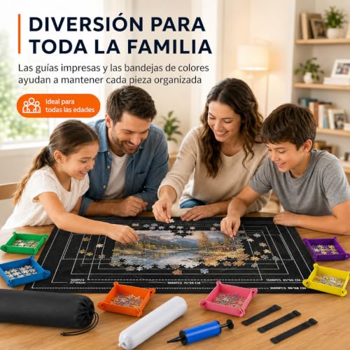 Porta Puzzle, Porta Quebra Cabeça 1000 1500 2000 Peças, Tapete Quebra Cabeça Enrolável, com 10 Separador de Peças Quebra Cabeça e Bolsa de Armazenamento Portátil (Preto)