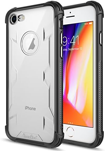 iPhone 8 Case,iPhone 7 Case,Atouchbo [Shock Reduction] Reinforced Corner TPU Bumper + Hard PC Back Cover Military Grade Extreme Drop Tested Heavy Duty Protective Cover - Black