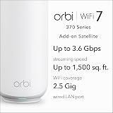 NETGEAR Orbi 370 Add-on Satellite RBE370 Dual-Band WiFi 7 Mesh Extender 1500 sq view 2