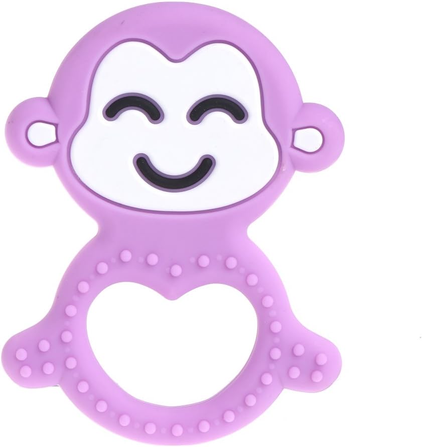 Yunso Baby Monkey Teether, Food Grade Silicone BPA Free Baby Teething Chew Toy (Purple)