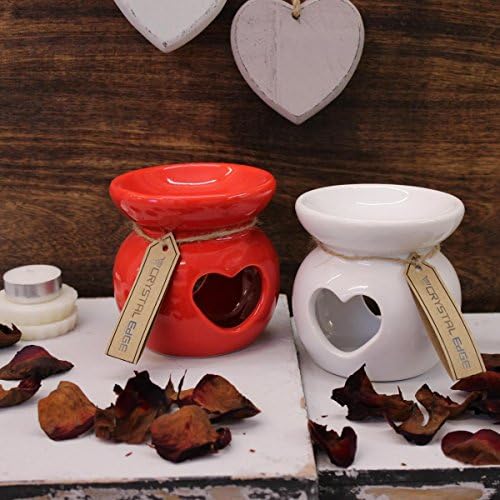 Set of 2 Love Heart Oil Burners Ceramic Suitable for Wax Melts
