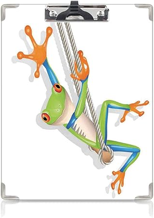 Amazon クリップボード 動物の装飾 子供の贈り物バインダー スイングフレンドリーなハッピーアニマルモダンアートプリントの面白い小さなカエルのイラスト タテ型 クリップファイル ワードパッド ファイルバインダー 携帯便利グリーンティールオレンジ クリップ