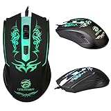 Sankuwen Optical Mouse, Adjustable 2400dpi 7-color Optical Wired Gaming Mice, USB Game Mouse