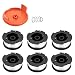 Energup Replacement Black and Decker String Trimmer Spools, Fit for Black Decker AF-100 Weed Eater Autofeed Spool 0.065 Single GH600 GH900 with RC-100-P Spool Cap Covers(6 Spools,1 Cap,1 Spring)