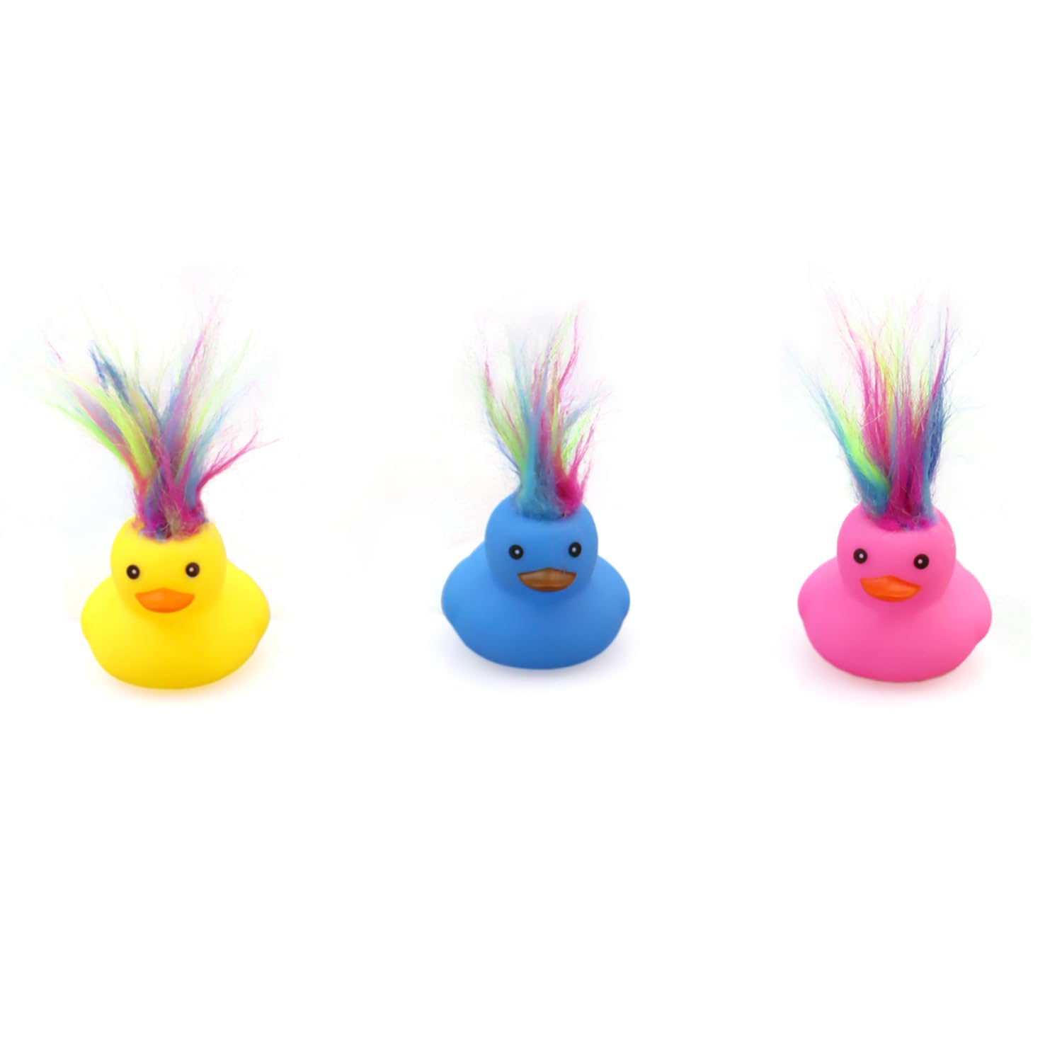 Photo 1 of 3 Pack Jeep Crazy Hair Rubber Ducks Car Ornaments Fun Dashboard Decor Jeep Ducks with Rainbow Wigs for Jeep Wrangler Gladiator Ducking Games