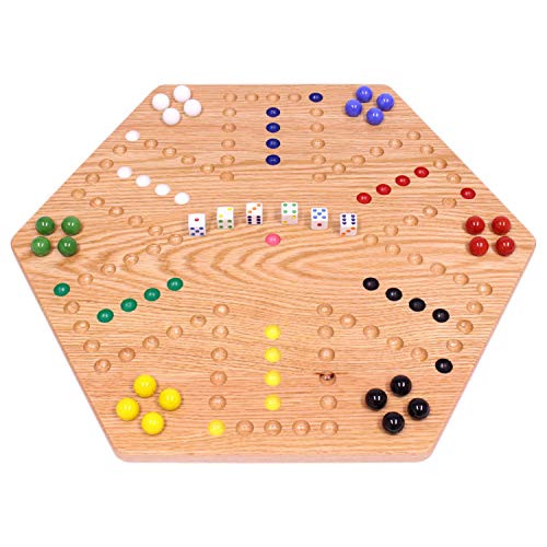 Wahoo Marble Game Board Set 20" Wide Solid Oak Wood