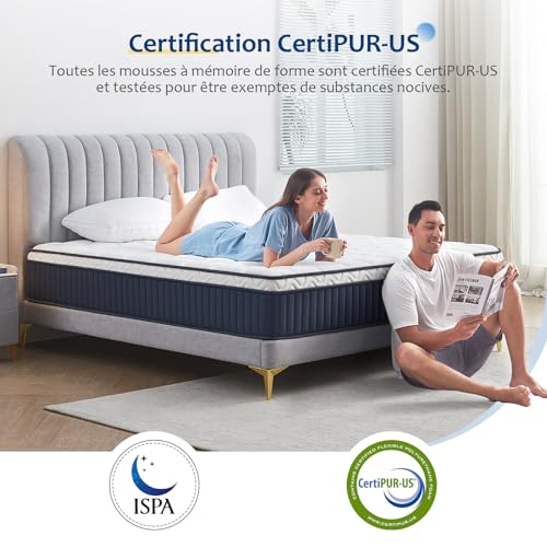 slily Oeko-tex Mattress 120 x 200 x 30 cm Thick Mattress with Independent Sprung Springs and Gel Memory Foam, H3 H4 Firm Breathable 7 Zones Comfort for Adults