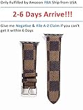 A+NYC 44 Compatible Apple Watch Straps 42mm (fit for 44mm), Luxury Fashion PU Leather Classic Wrist Bands for Women and Men, Replacement for Apple Watch Series 4 3 2 1 42/44MM (Brown Checker)