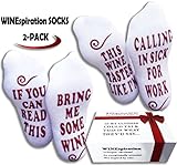 Funny Novelty Gift TALKING SOCKS - TRENDY PRO 2 pack IF YOU CAN READ THIS BRING ME WINE SOCKS Gifts for Wine Lover Women Cool Gag Gifts for Men Boyfriend Gift for Her Wine Lover (2pack- WINEspiration)