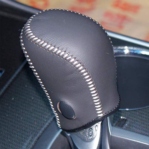 JI Loncky Black Genuine Leather Gear Shift Knob Cover for 2013 2014