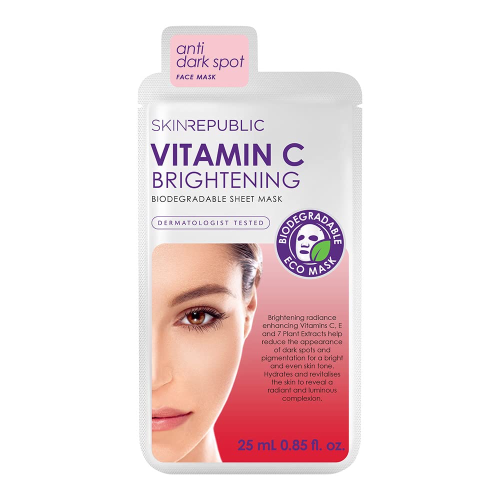 Skin Republic Vitamin C Brightening Sheet Face Mask | Helps Brighten and Even Skin Tone | For a Radiant Complexion | Made in Korea (Pack of 1) — image 1