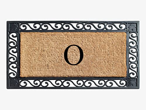 A1HC Natural Coir Monogrammed Door Mat for Front Door, 23x38, Anti-Shed Treated…