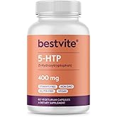 BESTVITE 5-HTP 400mg per Capsule (60 Vegetarian Capsules) - No Stearates - Vegan - Non GMO - Gluten Free - Extra Strength 5HTP