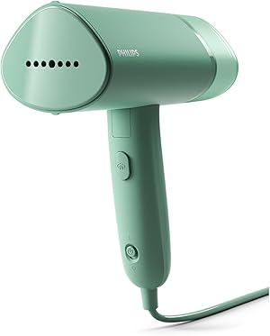 Philips 3000-Serie Tragbarer Dampfglätter - 1000 W, Kompakt und Faltbar, 100ml Wassertank konstante Dampfleistung 20 g/min, Kein Bügelbrett erforderlich, Grün (STH3010/70)