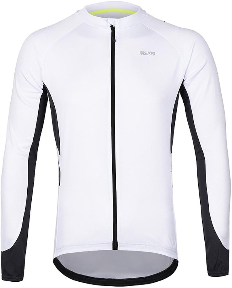 ARSUXEO Men's Full Zipper Long Sleeves Cycling Jersey Bicycle MTB Bike Shirt 6030 : Clothing