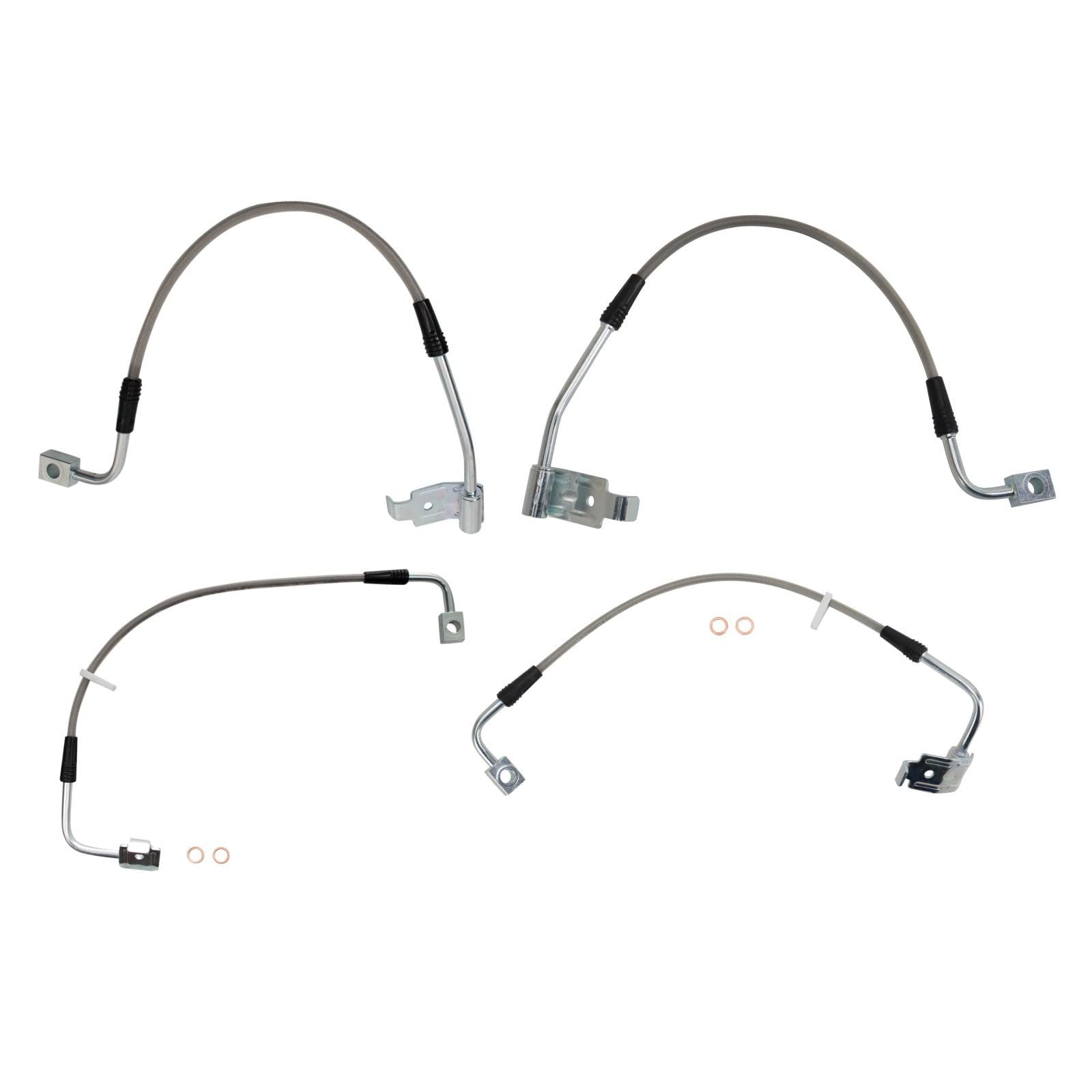 TRQ Performance Front and Rear Brake Hose Set Compatible with 08-10 Jeep Wrangler