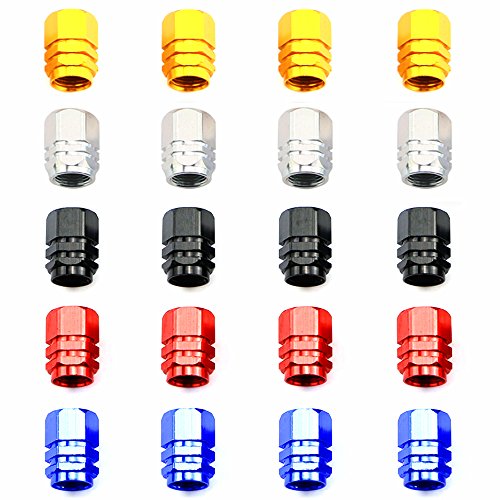 Bignc 20 Pcs Wheel Valve Caps Metal,Tire Valve Caps for Automobiles Motorbike(5 Colors)