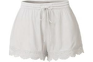 YXZOGD Shorts for Women Elastic Waist Drawstring Pants Yoga Lounge Shorts Lace Trim Summer Sports Shorts Beach Ruffle Shorts