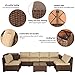 Valita 6 Pieces Patio PE Wicker Furniture Set Outdoor Brown Rattan Sectional Conversation Sofa Chair with Storage Table and Beige Cushions
