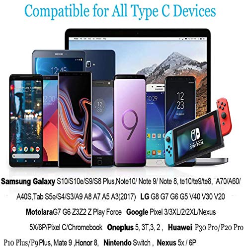 USB Type C Cable 6ft for LG Stylo 6 5 4 G6 G7 G8 Samsung Galaxy S20 S10 S10e S9 S8 Note 10 9 8 Plus USB-A to USB-C Android Braided Fast Charging Cord White 2Pack