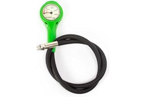 SOPRAS SUB High Pressure Oxygen Nitrox Air Gauge 1.5 inch Imperial 0-5000 PSI SPG with Green Hose Scuba Diving Technical Diving Deco